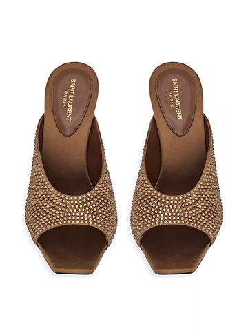 YSL Sept Satin Crepe Rhinestones Mule