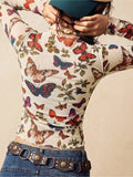 Butterfly Print Long Sleeve T-Shirt