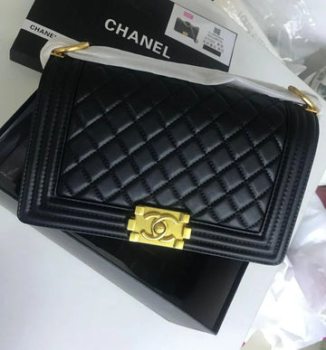 Chanel Boy Handbag For Women With Golden Hardware
