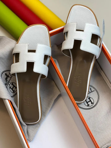 Hermes Oran Sandal White For Women