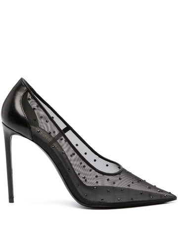 YSL Anja Rhinestone Mesh Pumps