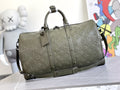KEEPALL 50 BANDOULIERE KHAKI EMPREINTE LEATHER