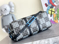 KEEPALL 50 BANDOULIERE BLUE DAMIER GRAPHITE