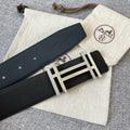 DOUBLE H 38MM BLACK BLUE LEATHER