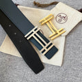 DOUBLE H 38MM BLACK BLUE LEATHER