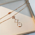 STAR AND SUN MOP 3 MOTIF PINK GOLD NECKLACE