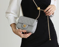 FLAP BAG 17CM GREY LAMBSKIN GOLD HARDWARE