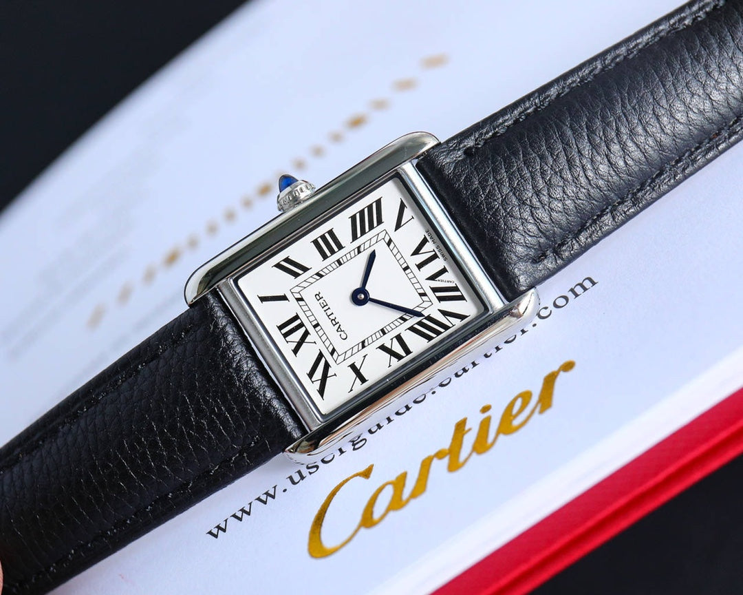 TANK MUST SMALL STEEL LEATHER STRAP WHITE DIAL