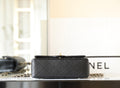 FLAP BAG 23 BLACK LAMBSKIN GOLD HARDWARE TOPHAND