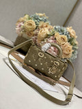 SMALL LADY D-JOY 22 BUTTERFLY STUD OLIVE LAMBSKIN
