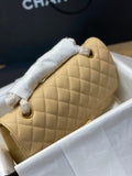 FLAP BAG 25CM GOLD HARDWARE BEIGE CAVIAR