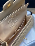FLAP BAG 25CM GOLD HARDWARE BEIGE CAVIAR