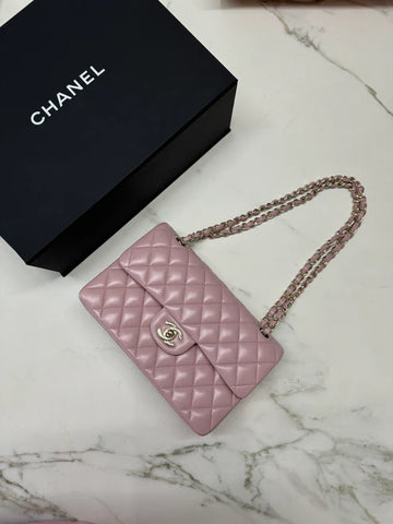 Chanel Classic Double Flap 25 Shoulder Bag Iridescent Pink