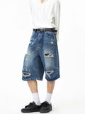 Men's Distressed Loose-Fit Denim Shorts