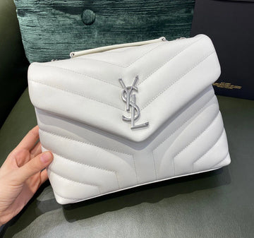 YSL Loulou Small in Matelassé “Y” Leather Bag White