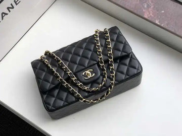 Chanel Classic Double Flap 30 Shoulder Bag Black Golden Hardware