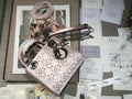 LADY 24 HANDBAG EMBOSSED DIAMOND IN SILVER CALFSKIN
