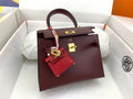 KELLY MINI 20 BAG IN WINE RED SMOOTH CALFSKIN WITH GOLD HARDWARE