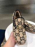 GG HORSEBIT LOAFER IN BEIGE MIX BLACK WOOL AND LAMB FUR LINING