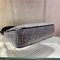 SPARKLING HOBO BAG 23 IN BLACK NYLON ATTACHED FULLY CRYSTALS