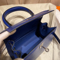 KELLY MINI 20 BAG IN NAVY BLUE SMOOTH CALFSKIN WITH SILVER HARDWARE