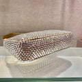 SPARKLING HOBO BAG 23 IN BEIGE NYLON ATTACHED FULLY CRYSTALS