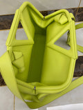 TRIANGLE HANDLE BAG 31 IN VOLT GREEN LAMBSKIN