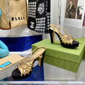 GG CRYSTAL HIGH HEEL SANDAL BLACK LAMBSKIN