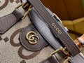 GG DIANA 27 MINI TOTE BAG IN BEIGE CANVAS AND BROWN CALFSKIN