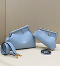 FENDI FIRST SMALL 32 IN LIGHT BLUE NAPPA LEATHER BAG GOLD HARDWARE