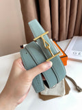 JUMBO BELT GOLD BUCKLE & REVERSIBLE ASH GREEN AND BLACK LEATHER STRAP 32MM