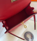 KELLY MINI 20 BAG IN RUBY RED CALFSKIN WITH GOLD HARDWARE