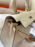 KELLY MINI 20 BAG IN OAT TAN CALFSKIN WITH SILVER HARDWARE