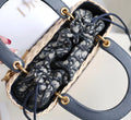 LADY 24 BASKET BAG IN BLACK OBLIQUE JACQUARD MIX BEIGE WICKER