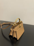 FENDI PEEKABOO ISEEU MICRO 12 BAG IN COPPER BROWN CALFSKIN WITH GOLD HARDWARE