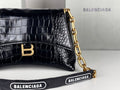 DOWNTOWN SHOULDER BAG 29 IN BLACK CROCODILE EMBOSSED CALFSKIN GOLD HARDWARE