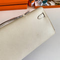 KELLY CUT 31 IN BEIGE CREAM CALFSKIN WITH SILVER HARDWARE