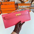 KELLY CUT 31 IN WATERMELON PINK CALFSKIN WITH GOLD HARDWARE