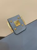 Fend Baguette 24 Bag With FF Motif Baby Blue Leather Ghw