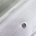 SUNSET MEDIUM 22 IN WHITE CROCODILE PATTERN CALFSKIN SILVER HARDWARE