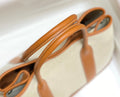 GARDEN PARTY 36CM IN WHITE TOILETS COTTON CANVAS AND BROWN CALFSKIN