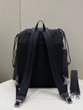 FENDI STRIKE LARGE 46 FF BLACK JACQUARD FABRIC BACKPACK