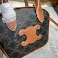 TOP HANDLE BAG 20 IN BLACK TRIOMPHE CANVAS AND BROWN CALFSKIN