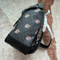 TIGER PRINT MEDIUM BACKPACK 43 IN BLACK CANVAS AND LEATHER TRIM