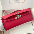KELLY CUT 31 IN CHERRY RED CALFSKIN WITH SILVER HARDWARE