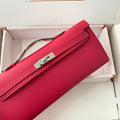 KELLY CUT 31 IN CHERRY RED CALFSKIN WITH SILVER HARDWARE