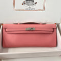 KELLY CUT 31 IN SALMON PINK CALFSKIN WITH SILVER HARDWARE