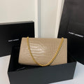 KATE TASSEL 24 CROCODILE PATTERN CALFSKIN BEIGE CREAM WITH GOLD LOGO