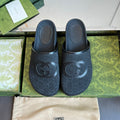 INTERLOCKING G MULE IN BLACK MONOGRAM CANVAS AND LEATHER