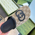 INTERLOCKING G MULE IN BEIGE MONOGRAM CANVAS AND LEATHER